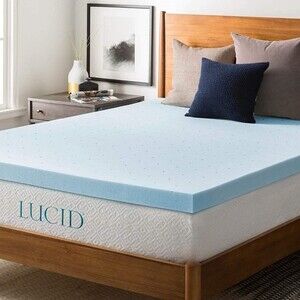 Lucid 3" Ventilated Gel Memory Foam Mattress Topper Blue King Size